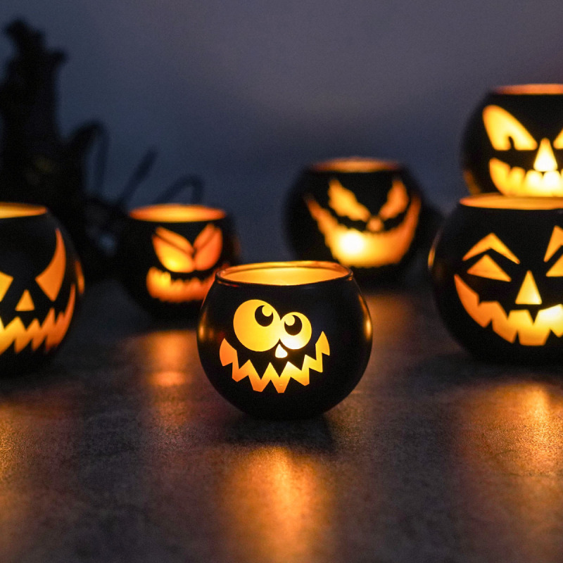 国境を越えた新しいハロウィーンの面白いカボチャのガラスキャンドルホルダーフェスティバル雰囲気の装飾小道具装飾装飾品|undefined