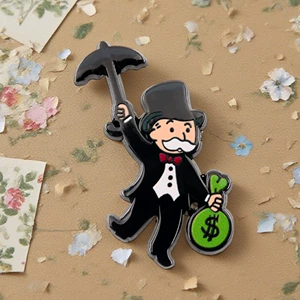Monopoly Brooch, Uncle Badge Holding a Money Bag, Backpack Pendant, Clothing Accessory, Fun Gift