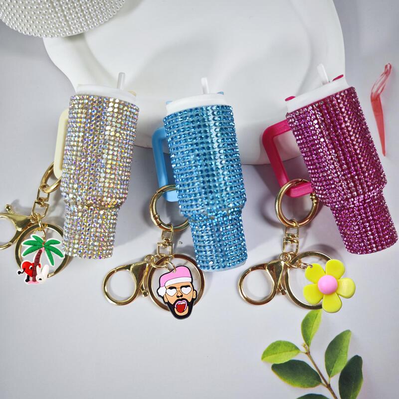 Xiyin Bad Bunny Diamond Mini Lipstick Keychain Portable Lipstick Lipstick Storage Ins Cartoon Trend Cross-Border