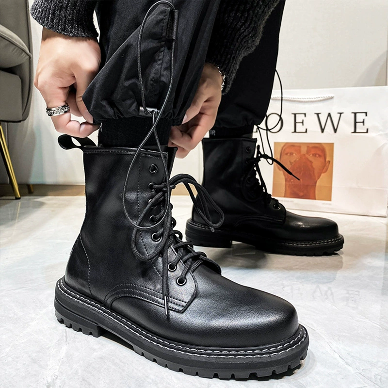 Осенне-зимние Ботинки Martin очень больших размеров, мужские черные мужские ботинки из натуральной кожи 46, 47, мужские повседневные высокие ботинки на флисовой подкладке, 48