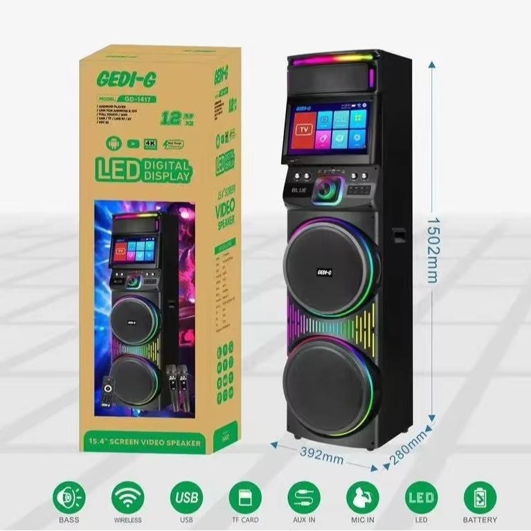 Family K Song Video Square Dance Mobile KTV Audio con pantalla todo en uno Memoria grande Pantalla grande con micrófono