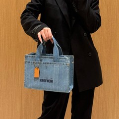 Koujia 新しいキャンバスデニムカーゴトートバッグポータブルシングルルーム大容量ショッピングバッグ通勤コンピュータレディースバッグ