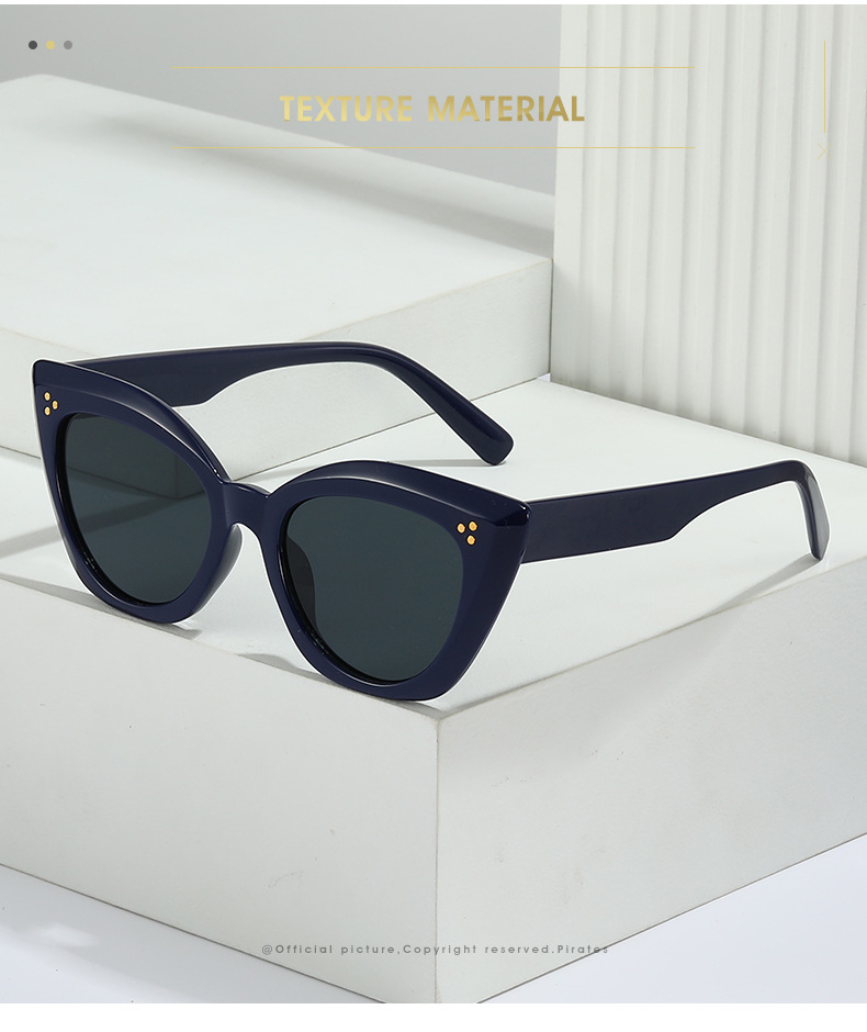 Retro cat-eye solglasögon för damer med nitar avant-garde_voghion.com