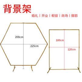 亚马逊婚庆六边形气球拱门方形铁艺拱门户外庭院布置草地婚礼支架