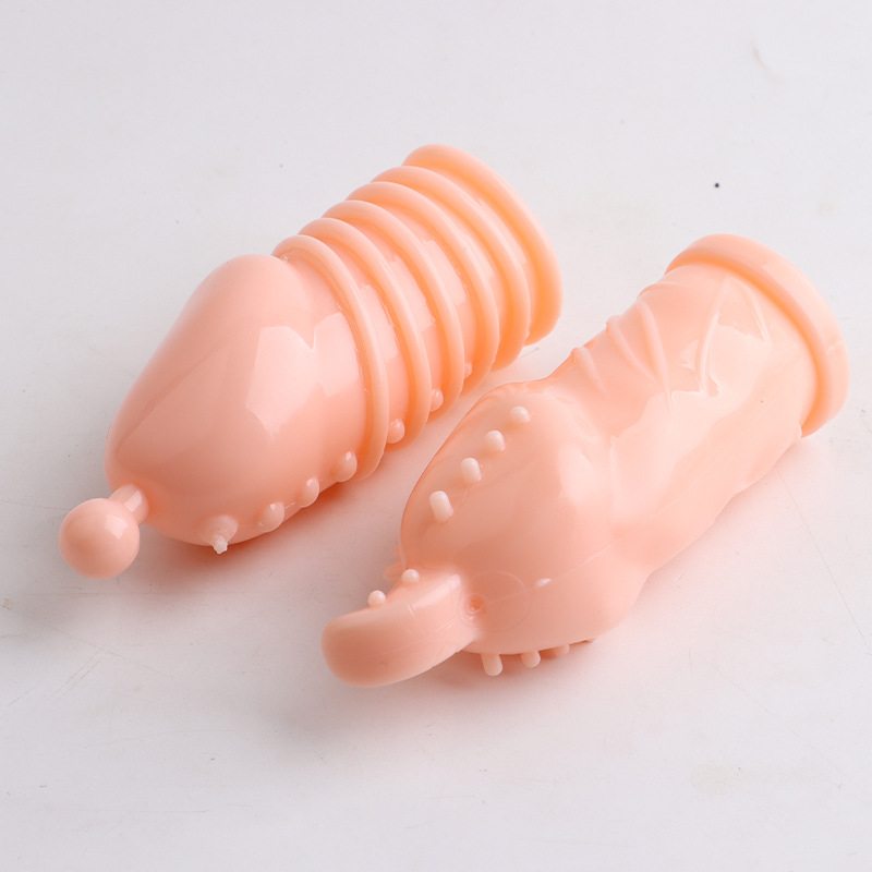 Textured Glans Condom Sleeve, Wolf-Tooth Stimulation, Transparent Soft Rubber, Manual Couples Toy — detail image 7