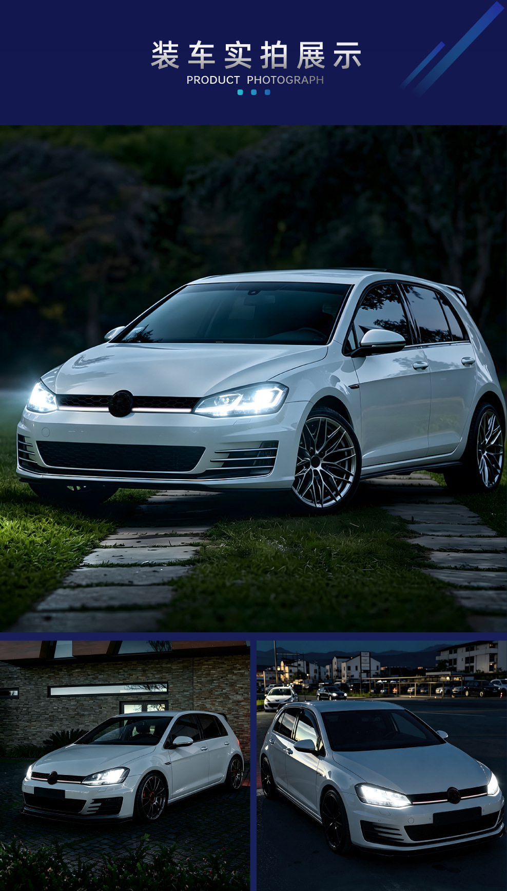 Suitable for Golf 7 MK7 2013-2016 GTI model honeycomb LED illuminated front grille modification part