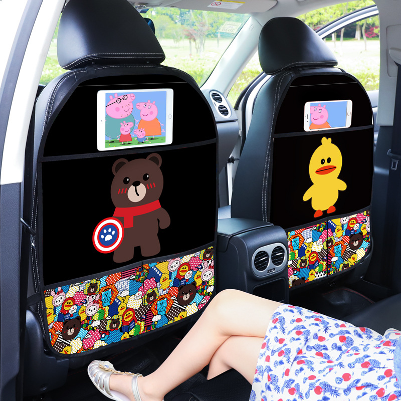 Car Seat Anti-kick Pad Rear Seat Universal Cartoon Car Seat Back Storage Protective Pad Children's Anti-dirty Anti-wear Pad