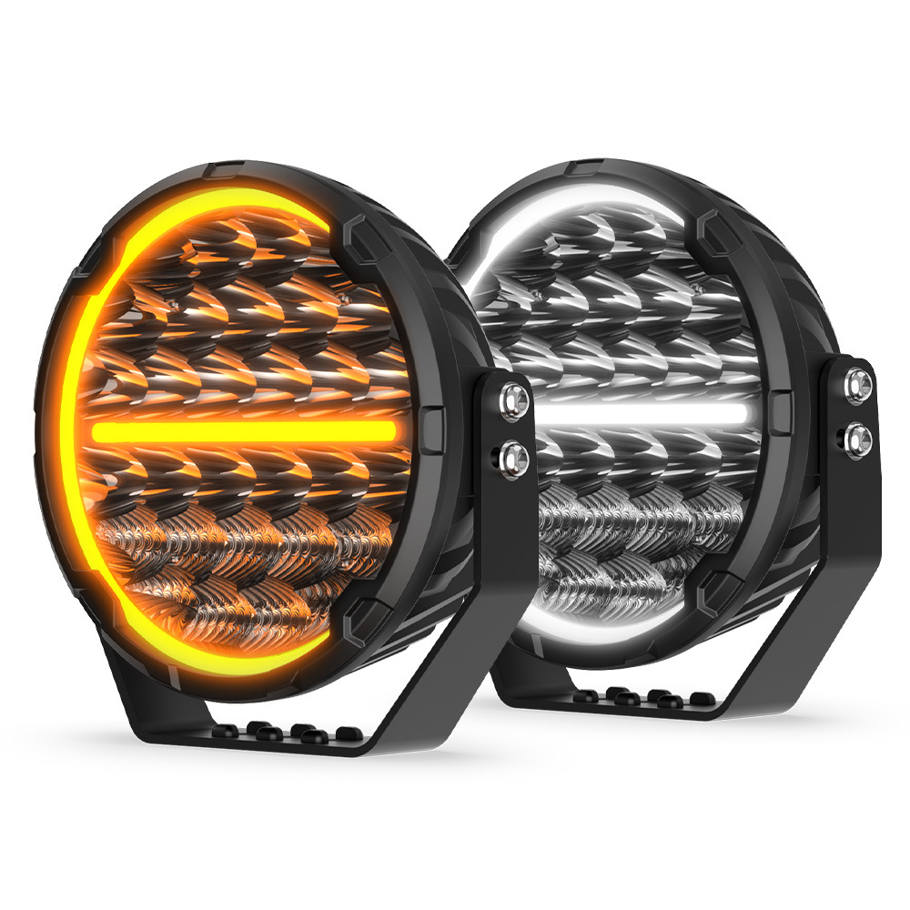 Transfronteriza venta caliente 9 pulgadas fuera de la carretera luz de enfoque de barra frontal de dos colores ángel ojo del automóvil