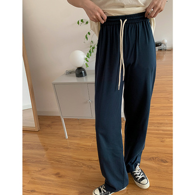 99% Straight Ninth pants 2021 summer new pattern Korean Edition Paige leisure time Little Show thin Broad leg trousers