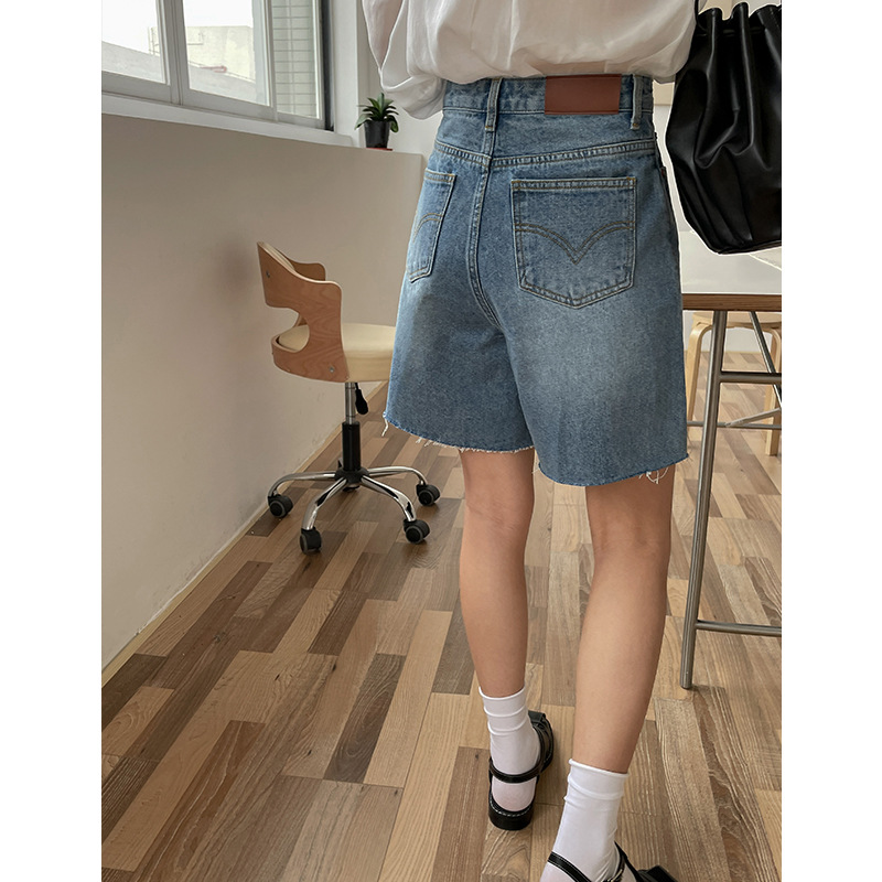 99%棉薄款牛仔褲女2021夏季韓版新款高腰顯瘦百搭直筒五分褲褲子