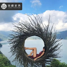 民宿网红吊篮巴厘岛同款户外秋千婚庆摄影爱心鸟巢椅落地时尚躺床