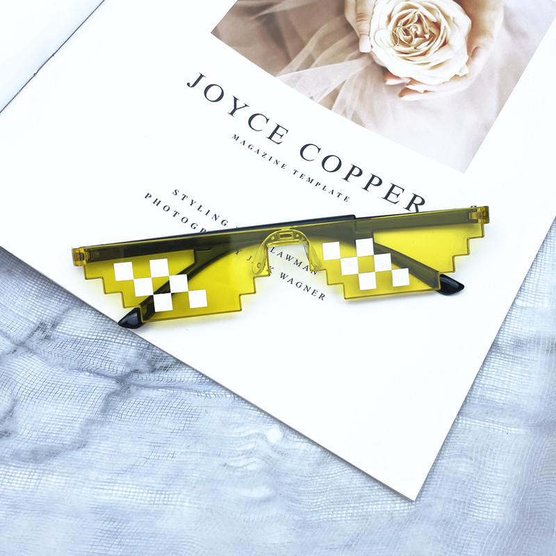Glasses de mosaico cuadrado, personalidad de píxeles de dos dimensiones, gafas de sol divertidas, gafas de sol de mosaico de doble fila. image 11