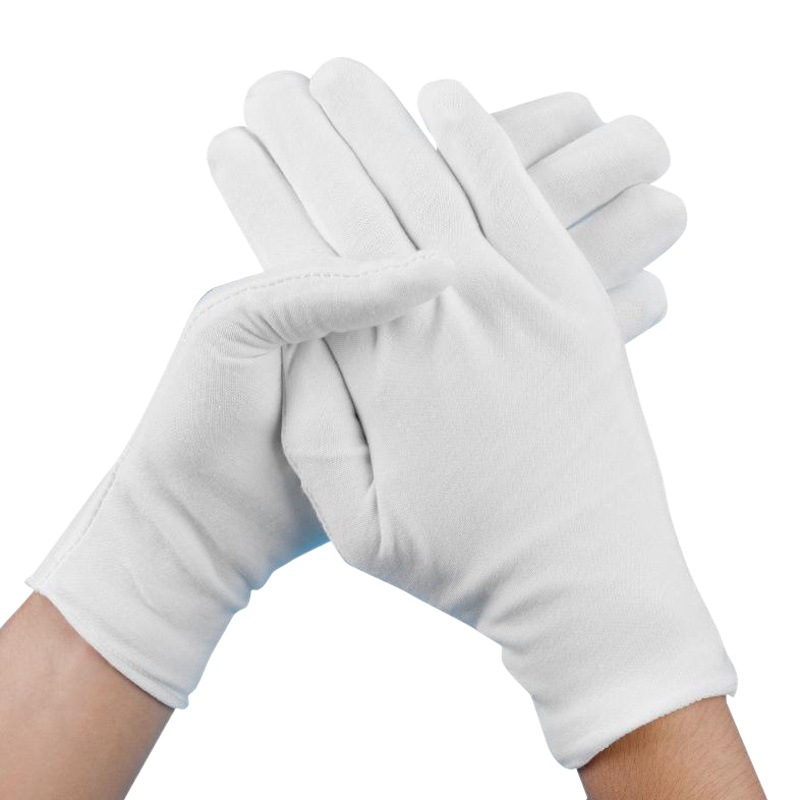 Guantes blancos de seguro laboral, inspección gruesa, juego literario, etiqueta, trabajo, cuentas, jersey de algodón puro, guantes de algodón de jardinería de calidad