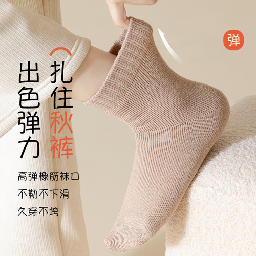 Plush Zhuji Socks Women's Autumn and Winter Thickened Warm Terry Wool Socks Women's Mid-Tube Socks Cashmere Floor Socks Wholesale