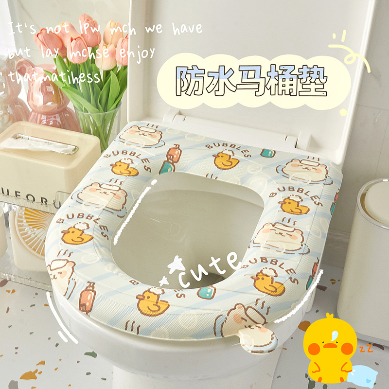 Cojín de asiento de inodoro impermeable verano Four Seasons almohadilla de silicona de espuma universal cubierta de inodoro de pasta resistente a las manchas del hogar grande