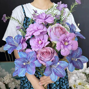 Explosions Purple Blue Monet Purple Garden Window Beautiful Chen Simulation Flower Internet Celebrous Soft Wedding Decoration Fake Flower Lily