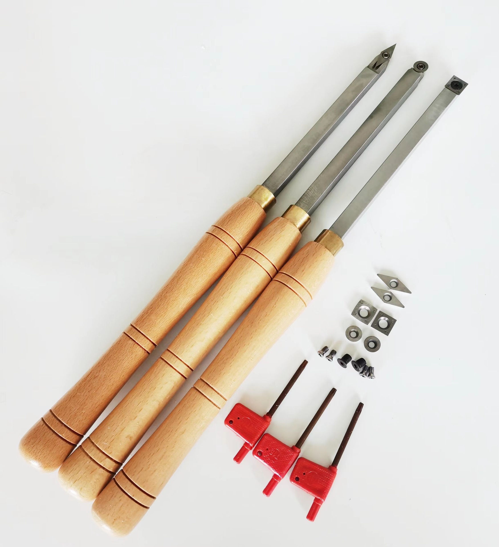 Discard Discard Turning Tool 정사이즈 너도밤 나무 손잡이 사각 막대 3 조각 세트 거품 상자 포장 6 블레이드 액세서리