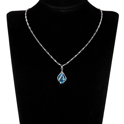 Cao Shi eBay cross-border best-selling item: Sea Blue Heart Water Droplet Zirconium Pendant, Elegant Pear-Shaped Women's Lockchain