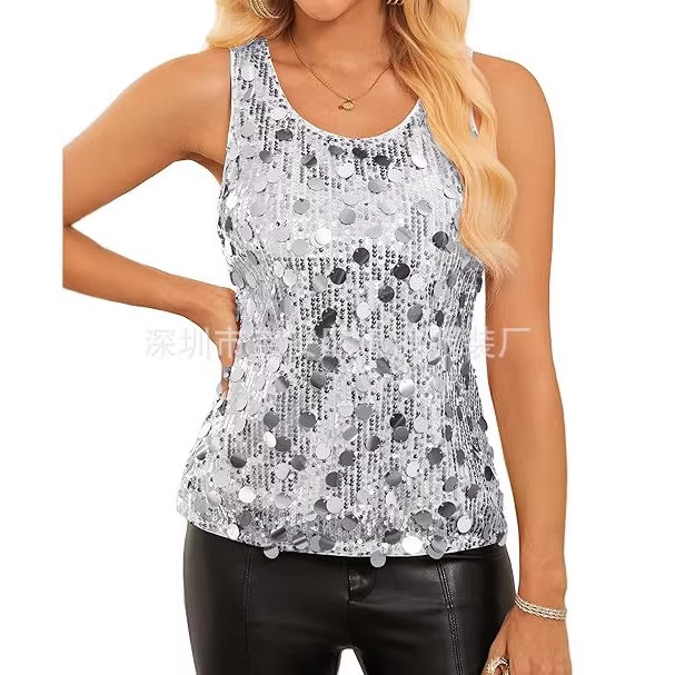 2026 Women's Sequin Top Sleeveless Shiny Casual Vest Cocktail Party Club Night 2026 Women's Sequin Top Sleeveless Shiny Casual Vest Cocktail Party Club Night