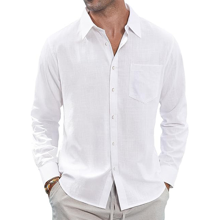 2026 Foreign Trade Cross-Border Cotton and Linen Shirt Amazon Ebay Thin Style Turn-Down Collar with Pockets Linen Long-Sleeve Shirt for Men 2026 Foreign Trade Cross-Border Cotton and Linen Shirt Amazon Ebay Thin Style Turn-Down Collar with Pockets Linen Long-Sleeve Shirt for Men