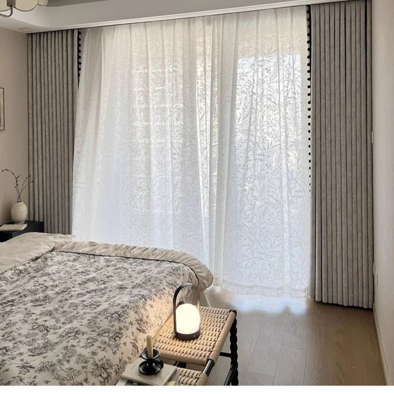 French-Style Vintage Chenille Downton Curtains with Jacquard Jacquard Blackout for Living Room and Bedroom, Custom Thickened Curtains in an Antique Style