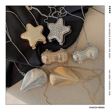 2025新款跨境手提女锁扣口红包迷你包满钻盒子包小拎包女士斜挎包