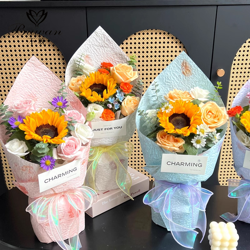 不晚新款花瓣东巴纸鲜花包装纸防水耐揉风华纸艺术牛皮纸花店资材