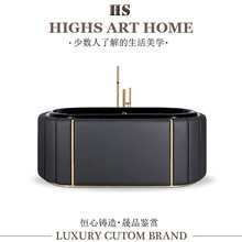 现代轻奢独立式陶瓷浴缸设计师款豪宅别墅浴室家用椭圆高端沐浴盆
