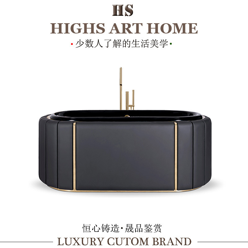 Modern Light Luxury Freestanding Ceramic Bathtub Designer Luxury Villa Bathroom Home Oval High-End Bathtub