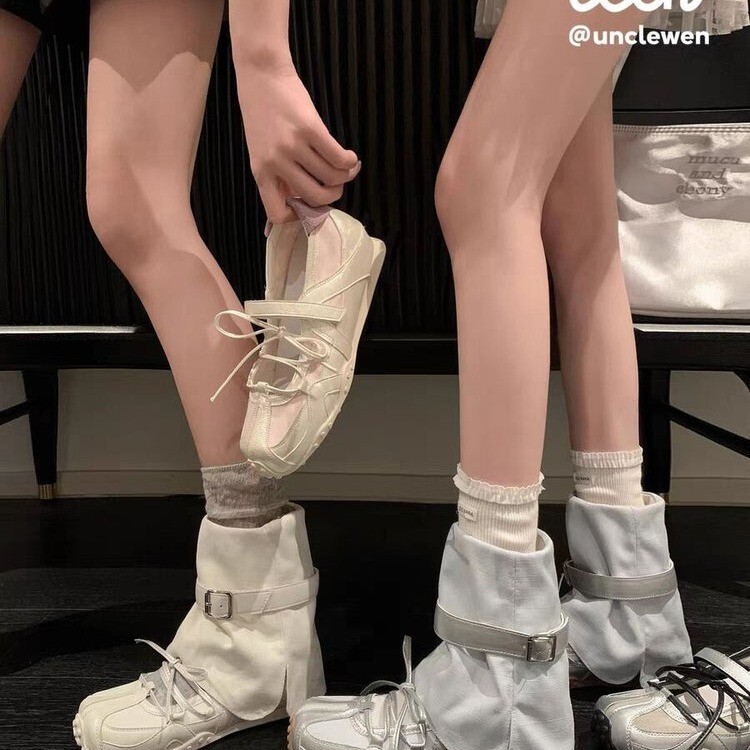 稳叔同款罗曼克～芭蕾舞鞋女厚底单鞋德训玛丽珍鞋凉靴堆堆短筒靴|undefined