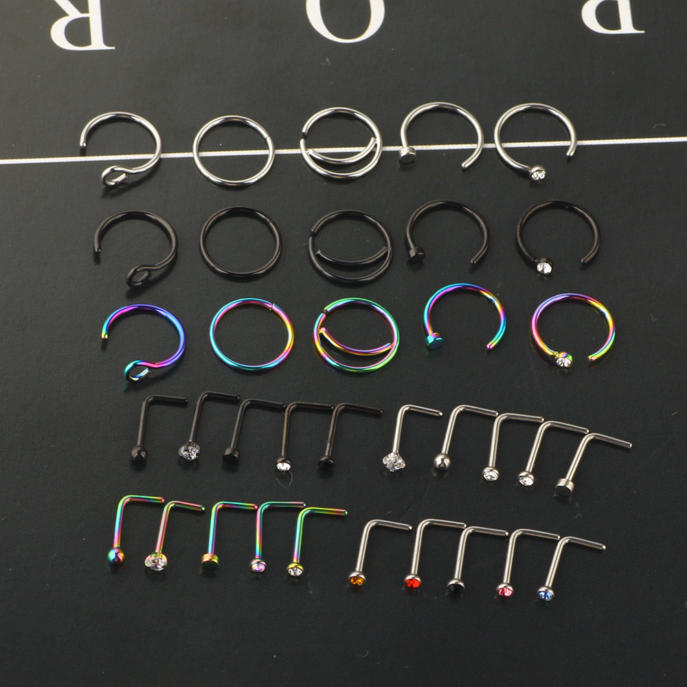 Stainless Steel Fake Puncture Nose Ring Clip Combination Set Wholesale - N38 detail image 8