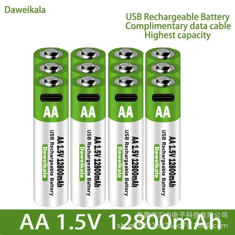 1.5V voltaje constante AA batería de litio recargable 12800mAh USB carga rápida 5 baterías fábrica directa soporte al por mayor