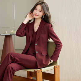 高级感西服套装女春秋季时尚御姐职业装气质休闲女神范西装三件套