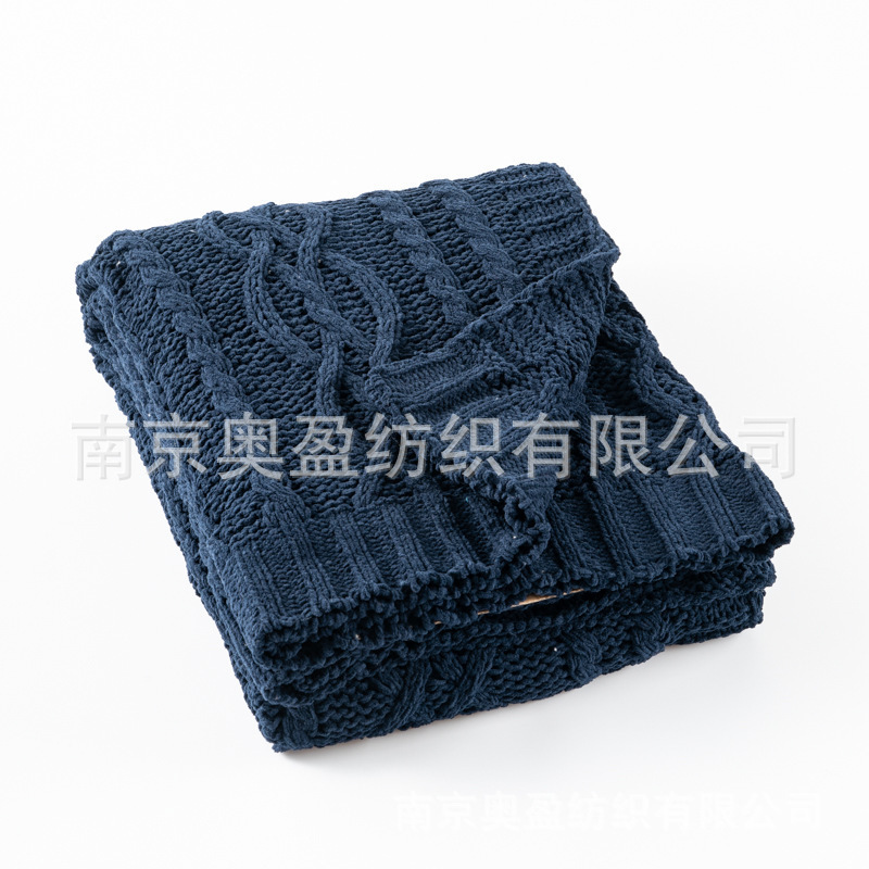 跨境出口毛毯雪尼尔针织毯子粗毛线毯雪尼尔沙发盖布梭织毯休闲毯|undefined