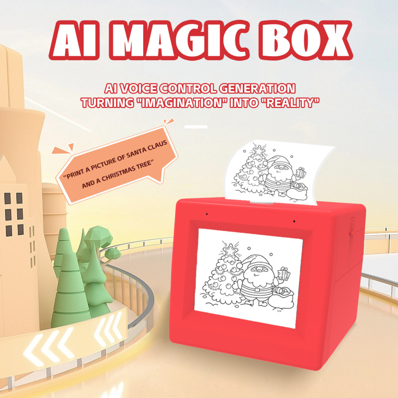 Cross-Border 2.8inch Ai Intelligent Voice Dialogue Children's Printer Stickerbox Sticker Printer Ai Box