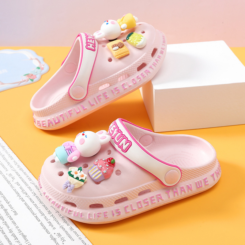 Children's Cave Shoes Girls' Slippers Summer Non-Slip Soft Sole Sandals for Large Children and Babies Girls Outer Wear Beach Shoes