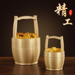 Brass Bucket Gold Metal Ornament Small Water Bucket Copper Bucket Creative Brass Opening Office Gift Manufacturer Wholesale