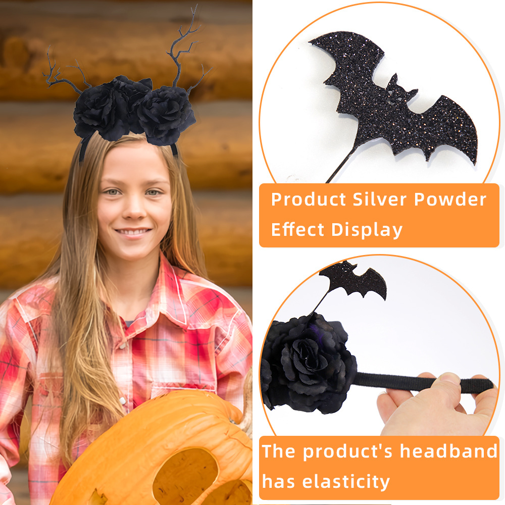 Amazon Halloween broche de cabello oscuro ramas secas tocaduras festivas decoración de baile broche de rosas negras