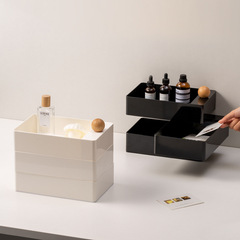 Japanese-style wooden ball jewelry organizer multi-layer rotating bedroom closet jewelry and cosmetics box Nordic fresh