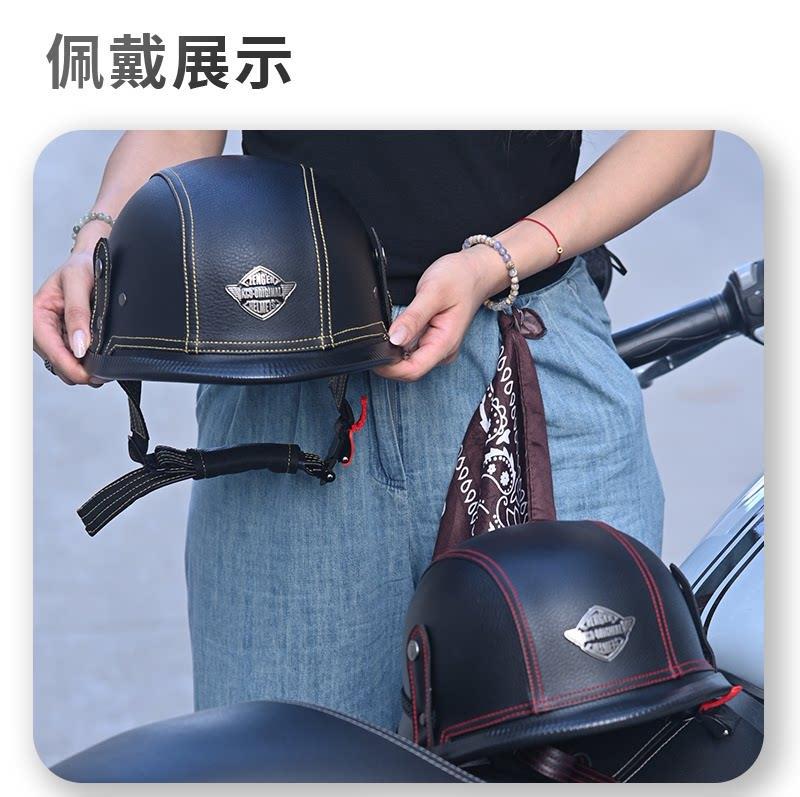 3C German-Style Soldier Helmet Retro Cruiser Motorcycle Half Helmet Large Head Circumference Motorcycle Helmet for Men and Women Electric Vehicle Helmet