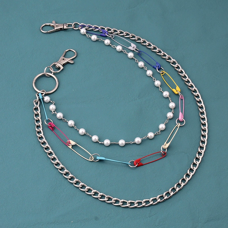 Metal accessory from pearl, brand fashionable multicoloured pin, trousers, European style