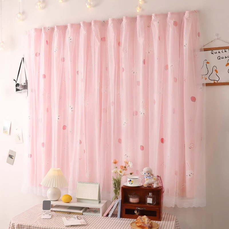 [Oferta especial limitada] Cortinas simples, instalación sin perforación, tela opacas, ventana salediza, cortina corta pequeña, tipo adhesivo de casa de alquiler