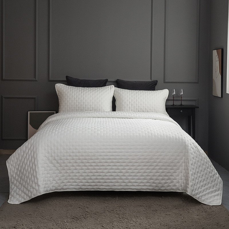 Fabricantes de agua directa de lavado de algodón de arroz cubierta de cama de tres piezas de color sólido simple engrosado cuatro estaciones conjunto de ropa de cama universal