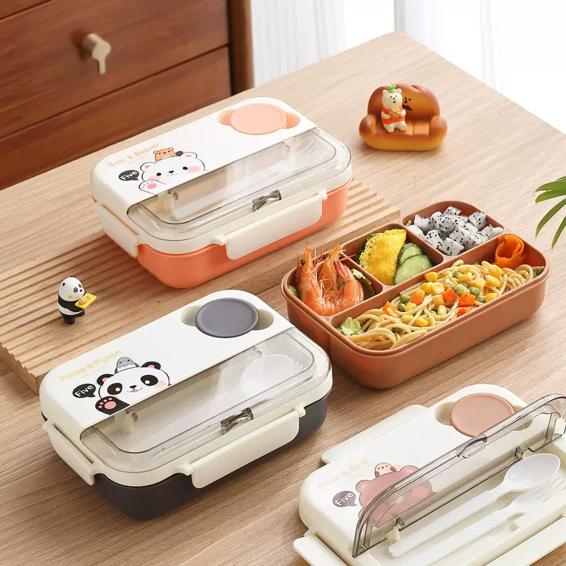 INS四分格饭盒学生午餐盒上班微波炉亚马逊跨境便当盒bento box