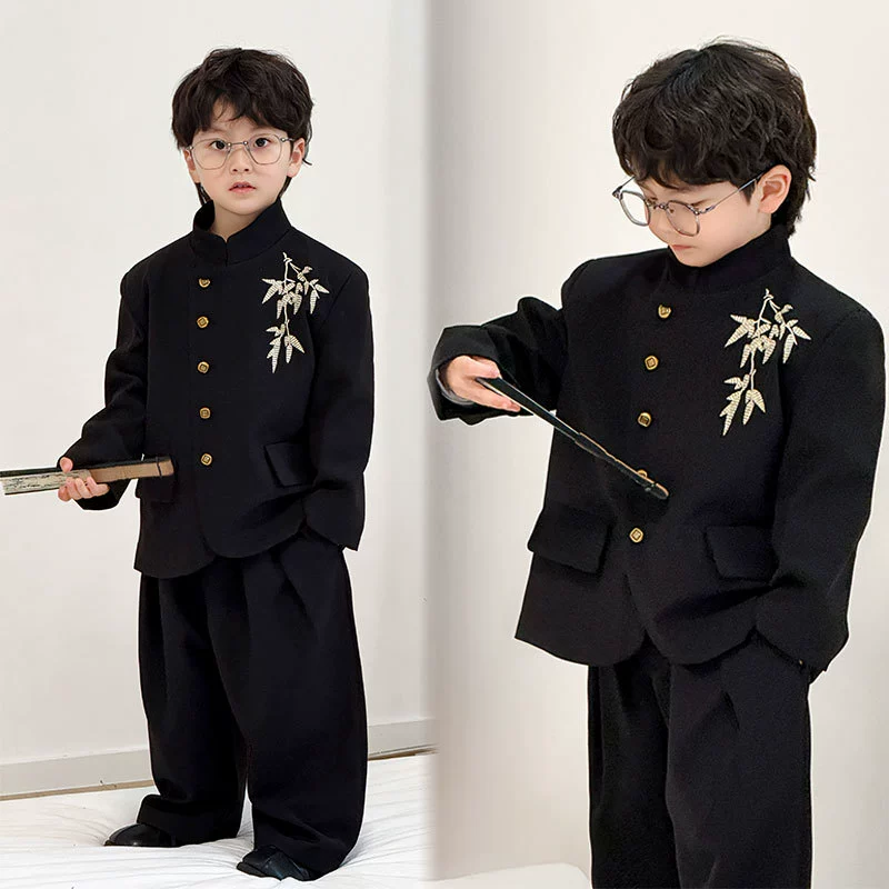 Костюм для мальчиков, новый китайский костюм в стиле Тан, новинка весны и осени 2025 года, ретро-куртка с воротником Чжуншань, повседневный китайский стиль, оптовая продажа в комплекте.