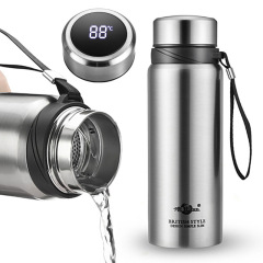 Haodi Smart Large Capacity 304 Stainless Steel Business Thermal Mug with Strap Portable Simple Gift Tea Water Cup