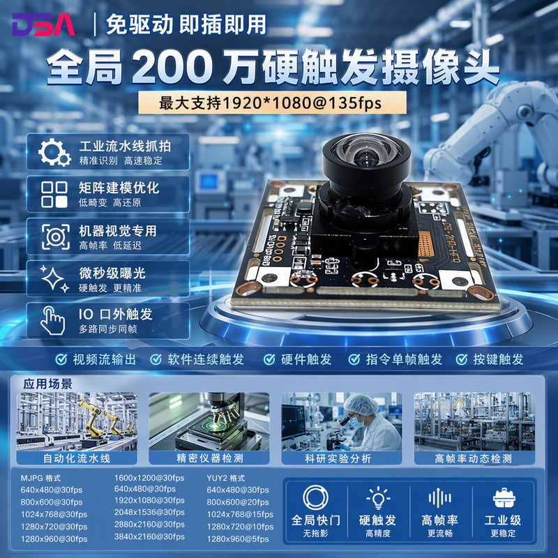 120 Frames Hard Trigger Machine Vision Camera 2 Million Global Shutter USB Industrial Camera Module 120 Frames Hard Trigger Machine Vision Camera 2 Million Global Shutter USB Industrial Camera Module