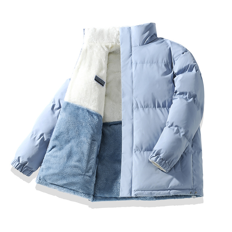 Transfronterizo doble cara de cuello vertical chaqueta de pluma de algodón para hombres y mujeres invierno nuevo chaqueta de cordero gruesa abrigo caliente de moda masculina