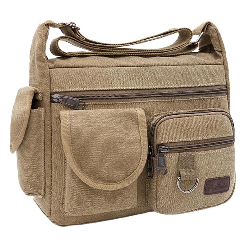 Nueva Lona de los hombres bolsa de hombro de gran capacidad multi-capa bolsa de mensajero estudiante de viaje bolsa de hombro transfronteriza Ocio