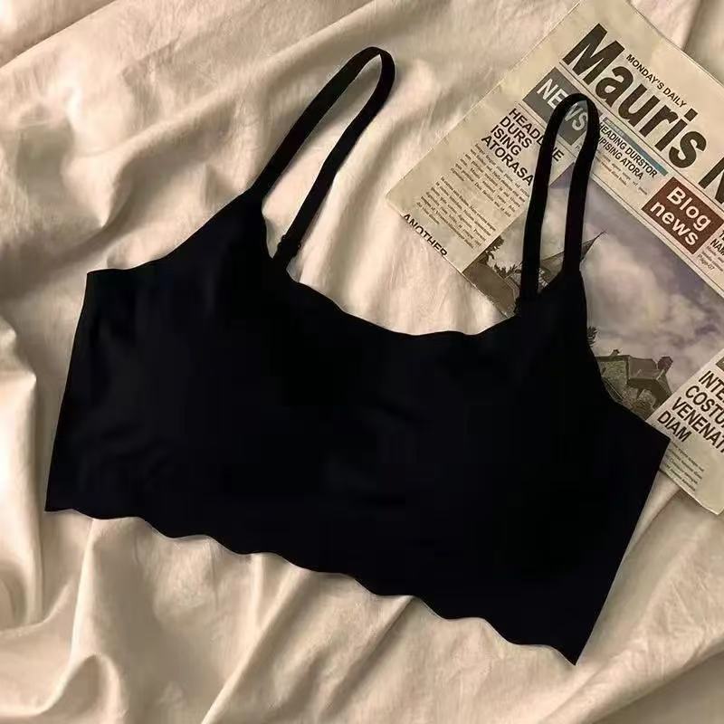 无痕冰丝内衣少女吊带运动学生聚拢显胸小背心无钢圈文胸|undefined